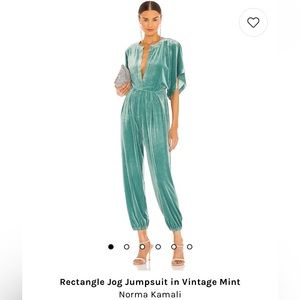Revolve Norma Kamali Teal Velvet Jumpsuit XS